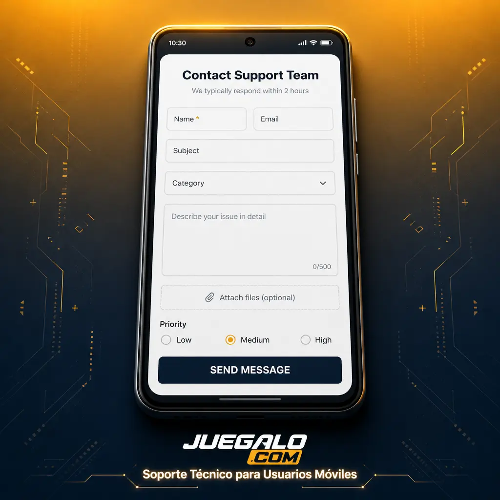 Soporte técnico para usuarios móviles de Juegalo