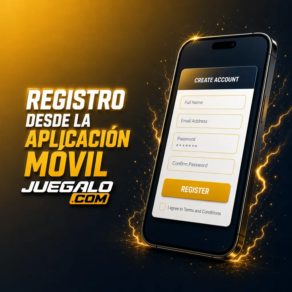 Pantalla de registro en la aplicación móvil Juegalo